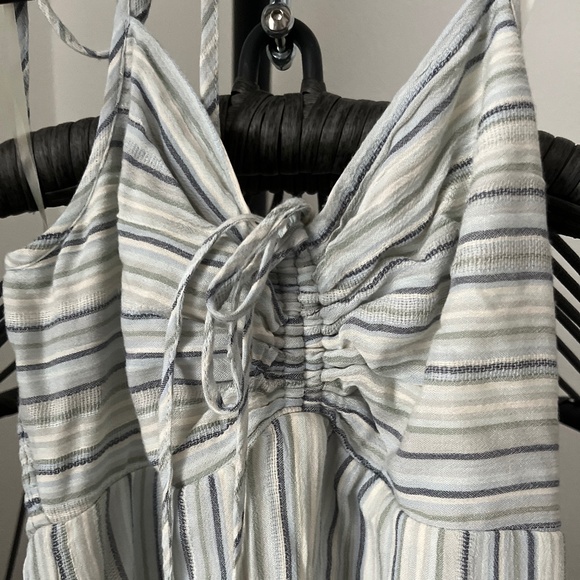 AMERICAN EAGLE OUTFITTERS Striped Blue White Halter Mini Dress size S - Picture 2 of 6